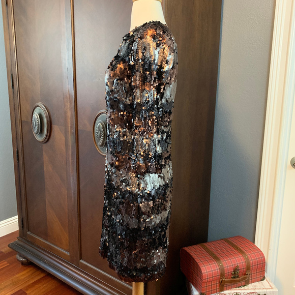 BEATRICE B Striped Sequin Formal Mini Dress 8 - Picture 3 of 8